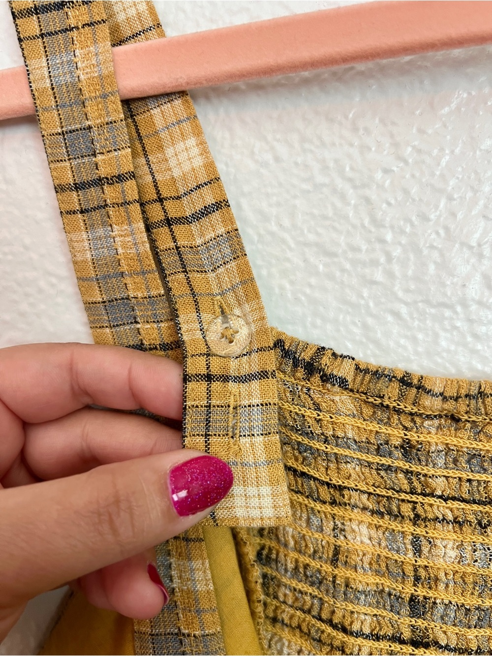 American Eagle Outfitters Yellow Plaid Cropped Tank - Picture 4 of 6